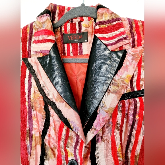 Verda Couture Exclusive Designer Jacket Multi Strips Wool Blend Size EU 40/US M - Picture 6 of 16